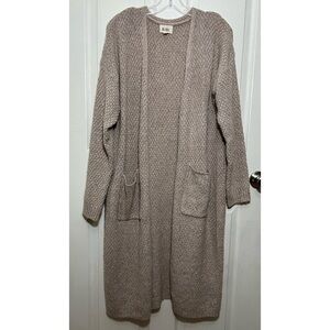 BIBI Oatmeal Open Front Cozy Long Sleeve Drop Shoulder Knit Cardigan | size XL
